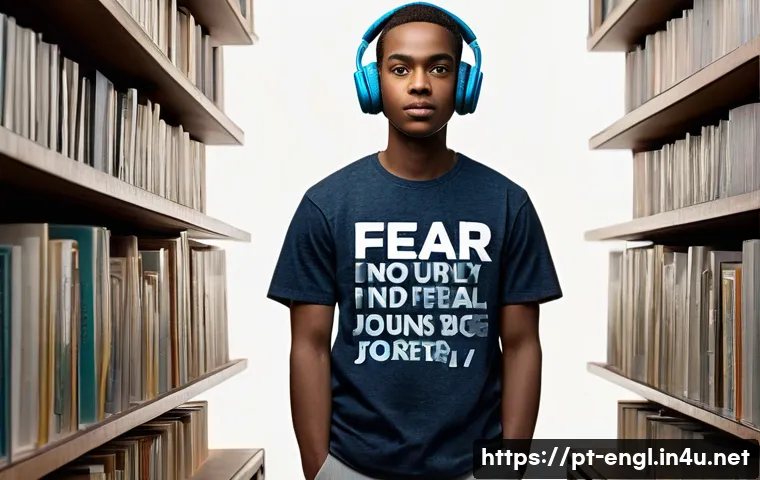 영어 시험 성공 스토리 공유 - A young adult, gender-neutral, stands confidently, having just stepped through a translucent, shimme...